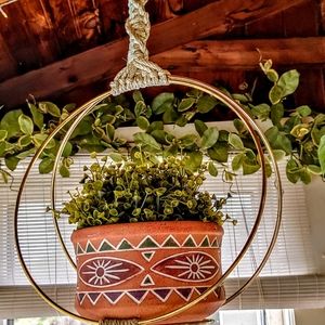 Modern Macrame Brass hoops Plant Hanger